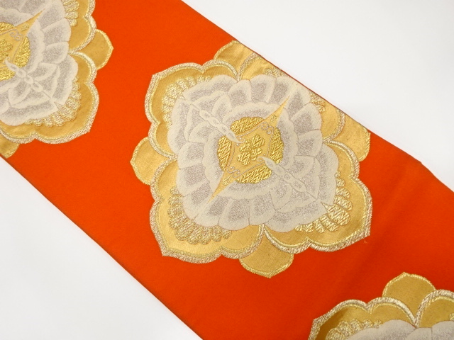JAPANESE KIMONO / ANTIQUE FUKURO OBI / SILK / WOVEN BUTTERFLY & FLOWER